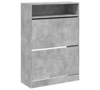 vidaXL Scarpiera 2 Cassetti Ribaltabili Grigio Cemento 80x34x116 cm