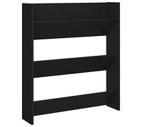 vidaXL Scarpiera a Muro Nera 80x18x90 cm in Legno Multistrato
