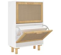 vidaXL Scarpiera Bianca 52x25x80cm Legno Multistrato e Rattan Naturale