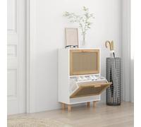 vidaXL Scarpiera Bianca 52x25x80cm Legno Multistrato e Rattan Naturale