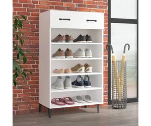 vidaXL Scarpiera Bianca 60x35x105 cm in Legno Multistrato