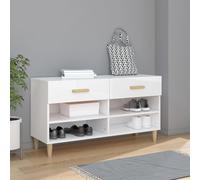 vidaXL Scarpiera Bianco Lucido 102x35x55 cm in Legno Multistrato