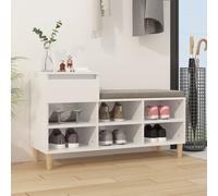 vidaXL Scarpiera Bianco Lucido 102x36x60 cm in Legno Multistrato