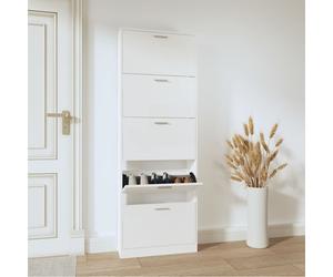 vidaXL Scarpiera Bianco Lucido 59x17x169 cm in Legno Multistrato
