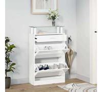 vidaXL Scarpiera Bianco Lucido 63x24x104 cm in Legno Multistrato