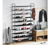 vidaXL Scarpiera con 10 Ripiani in Metallo e Tessuto non Tessuto Nero