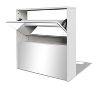 Scarpiera con 2 Ripiani e Specchio Bianco 63x17x67 cm
