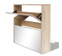 vidaXL Scarpiera con 2 Ripiani e Specchio Colore Rovere 63x17x67 cm
