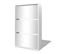 Scarpiera a 3 strati con specchio bianca 63x17x102,5 cm