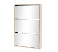 AX Scarpiera 63x17x102.5cm Mobiletto Specchio Cassetti Ingresso Rovere 0K 243047