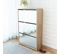 AX Scarpiera 63x17x102.5cm Mobiletto Specchio Cassetti Ingresso Rovere 0K 243047