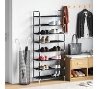 vidaXL Scarpiera con 8 Ripiani in Metallo e Tessuto non Tessuto Nero