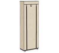 vidaXL Scarpiera con Rivestimento in Tessuto Crema 57x29x162 cm