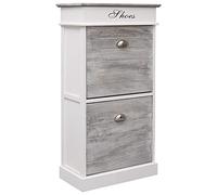 vidaXL Scarpiera con Scomparto Ribaltabile e Vano Superiore Armadietto per Ingresso Portascarpe Porta Scarpe Grigio e Bianco Legno di Paulownia
