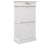 vidaXL Scarpiera con Scomparto Ribaltabile e Vano Superiore Armadietto per Ingresso Portascarpe Porta Scarpe Bianco Legno di Paulownia