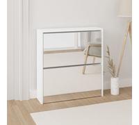 Scarpiera con Specchio a 2 Livelli Bianco lucido 63x17x67 cm