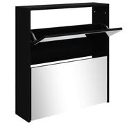 vidaXL Scarpiera con Specchio a 2 Livelli Nera 63x17x67 cm