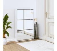 vidaXL Scarpiera con Specchio a 3 Livelli Bianco Lucido 63x17x102,5 cm