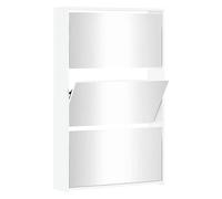 vidaXL Scarpiera con Specchio a 3 Livelli Bianco Lucido 63x17x102,5 cm