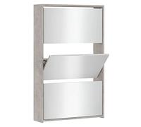 vidaXL Scarpiera con Specchio a 3 Livelli Grigio Cemento 63x17x102,5cm