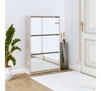 vidaXL Scarpiera con Specchio a 3 Livelli Grigio Cemento 63x17x102,5cm
