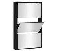 vidaXL Scarpiera con Specchio a 3 Livelli Nera 63x17x102,5 cm
