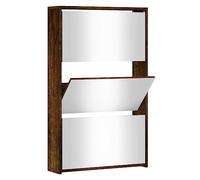 vidaXL Scarpiera con Specchio a 3 Livelli Rovere Fumo 63x17x102,5 cm