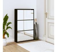 vidaXL Scarpiera con Specchio a 3 Ripiani Nera 63x17x102,5 cm