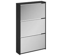 vidaXL Scarpiera con Specchio a 3 Livelli Nera 63x17x102,5 cm