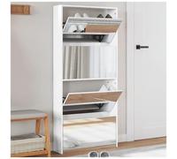 VIDAXL - Scarpiera Con Specchio A 4 Livelli Bianco Lucido 63x17x134 Cm