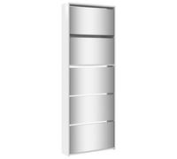 vidaXL Scarpiera con Specchio a 5 Livelli Bianco Lucido 63x17x169,5 cm