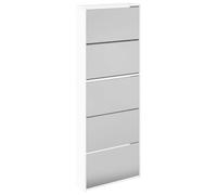 vidaXL Scarpiera con Specchio a 5 Livelli Bianco Lucido 63x17x169,5 cm