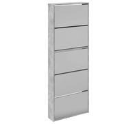 vidaXL Scarpiera con Specchio a 5 Livelli Grigio Cemento 63x17x169,5cm