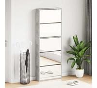 vidaXL Scarpiera con Specchio a 5 Livelli Grigio Cemento 63x17x169,5cm
