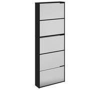 vidaXL Scarpiera con Specchio a 5 Livelli Nera 63x17x169,5 cm