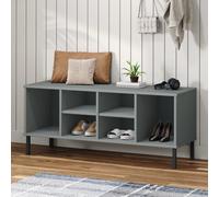 vidaXL Scarpiera Gambe Metallo Grigio 106x35x45cm Legno Massello OSLO
