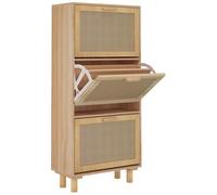 VIDAXL - Scarpiera Marrone 52x25x115 Legno Multistrato e Rattan Naturale