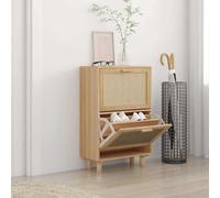 vidaXL Scarpiera Marrone52x25x80cm Legno Multistrato e Rattan Naturale