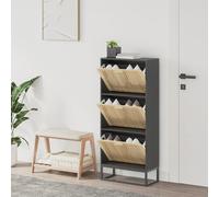 vidaXL Scarpiera Nera 52x25x120 cm in Legno Multistrato