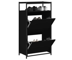 vidaXL Scarpiera Nera 60x34x112 cm in Legno Multistrato