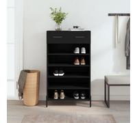 AX Scarpiera 5Scomparti Piedini Cassetto 60x35x105cm Organizer Nero Nuovo 829621