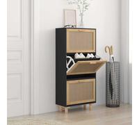 vidaXL Scarpiera Nero 52x25x115cm Legno Multistrato e Rattan Naturale