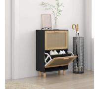vidaXL Scarpiera Nero 52x25x80cm Legno Multistrato e Rattan Naturale