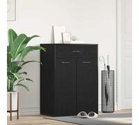 vidaXL Armadio moderno per riporre scarpe in rovere nero | Due ante con cerniere | Cassetto tradizionale | Legno massiccio | Uso interno | Elegante e funzionale