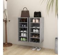 vidaXL Scarpiere 2 pz Grigio Cemento 31,5x35x70 cm in Truciolato