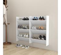 vidaXL Scarpiere a Muro 2pz Bianche 60x18x90 cm in Legno Multistrato