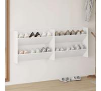 vidaXL Scarpiere a Muro 2pz Bianche 80x18x60 cm in Legno Multistrato