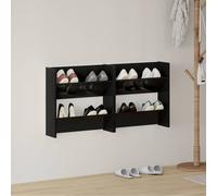 vidaXL Scarpiere a Muro 2pz Nero Lucido 60x18x60cm Legno Multistrato