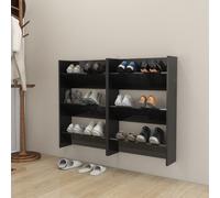 vidaXL Scarpiere a Muro 2pz Nero Lucido 60x18x90cm Legno Multistrato