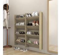 vidaXL Scarpiere a Muro 4pz Rovere Sonoma 60x18x60cm Legno Multistrato